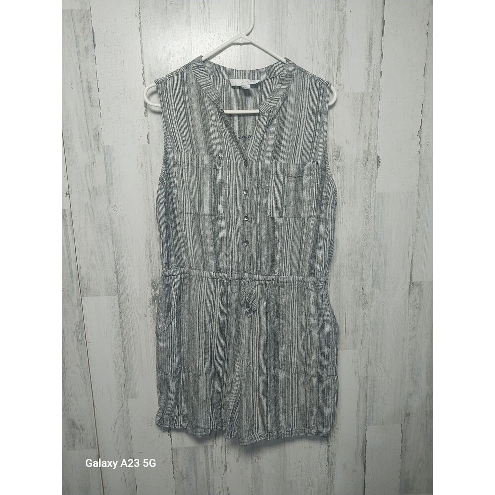 Kelly Renée Striped Sleeveless Romper shorts size  XL Linen Blend womens